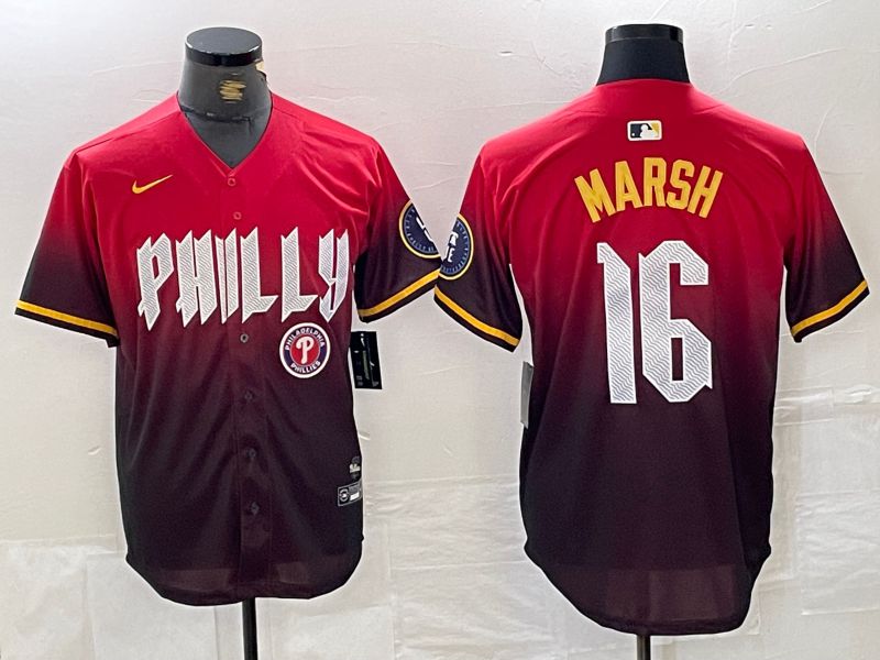 Men Philadelphia Phillies #16 Marsh Red City Edition Nike 2024 MLB Jersey style 4->->